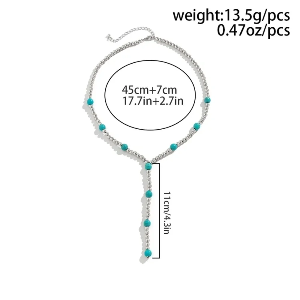Elegant Turquoise and Silver Beaded Necklace - Picture 5 of 5